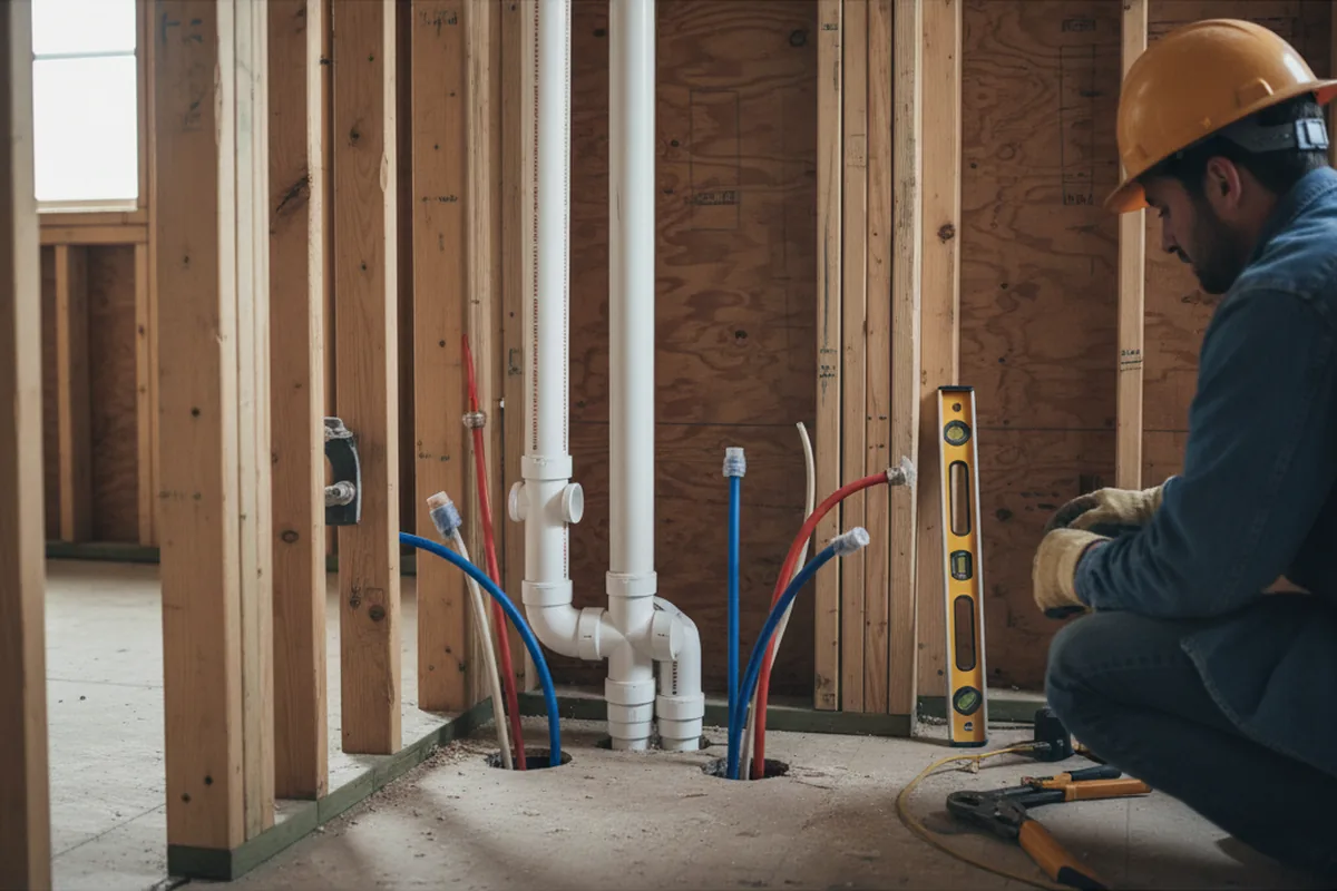Drain and supply rough-in during Garbage Disposal Repair in Dedham