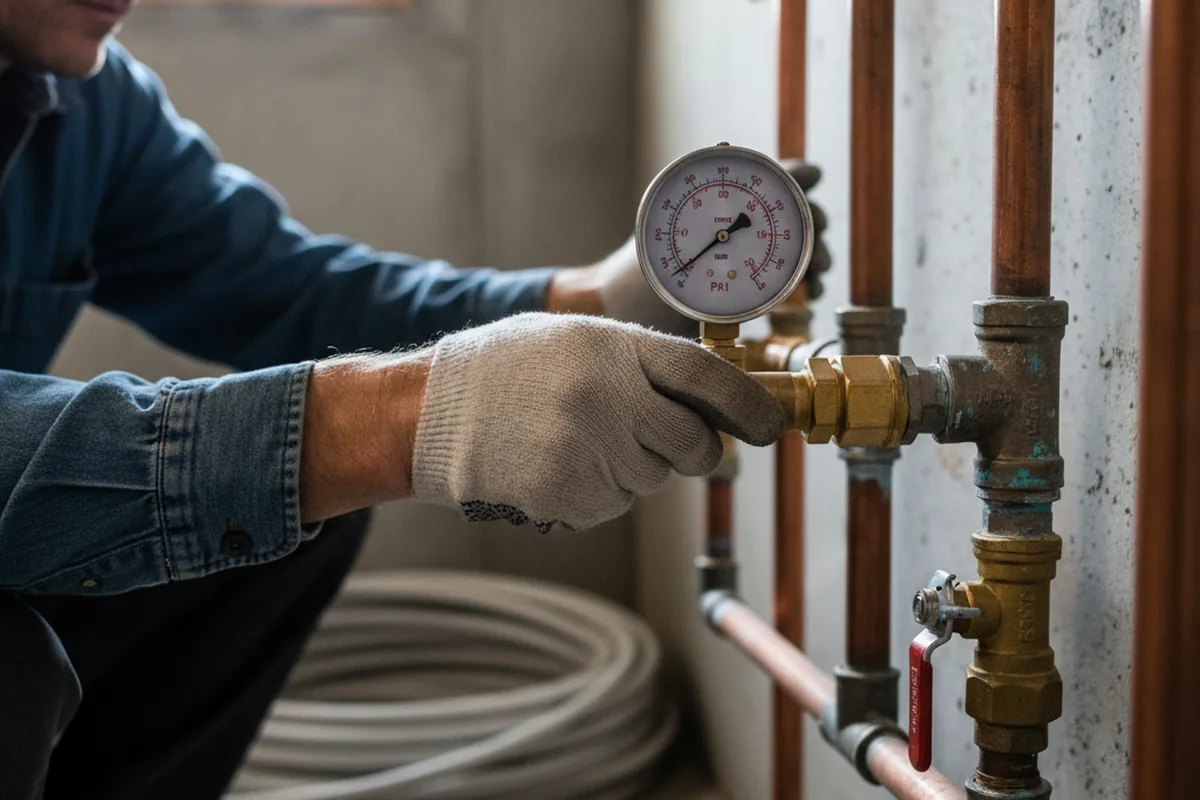 Pressure testing a repaired line during Water Line Repair in Dedham